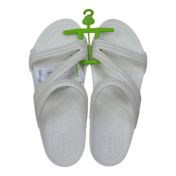 Crocs Kaddee II Jewels Womens 10 Sandal White Slip-On Comfortable Lightweight - Picture 3 of 9